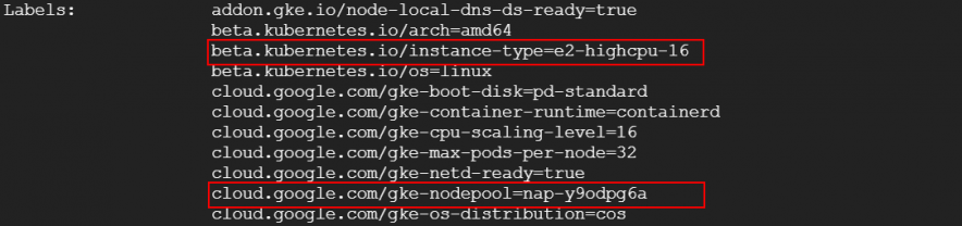 既に立ち上がっているe2-highcpu-16のノード